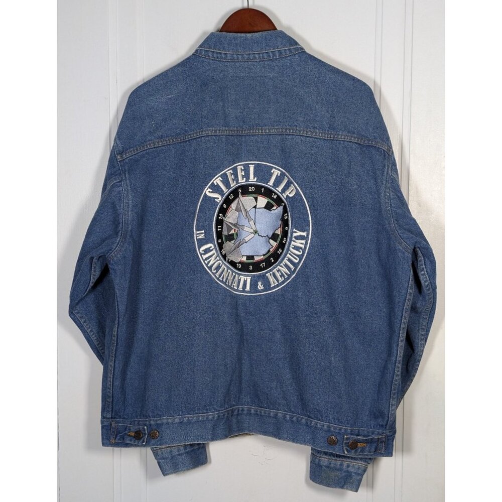 Vintage Steel Tip Dart Denim Jacket Cincinnati & Kentucky Mens Size XL VTG 2002